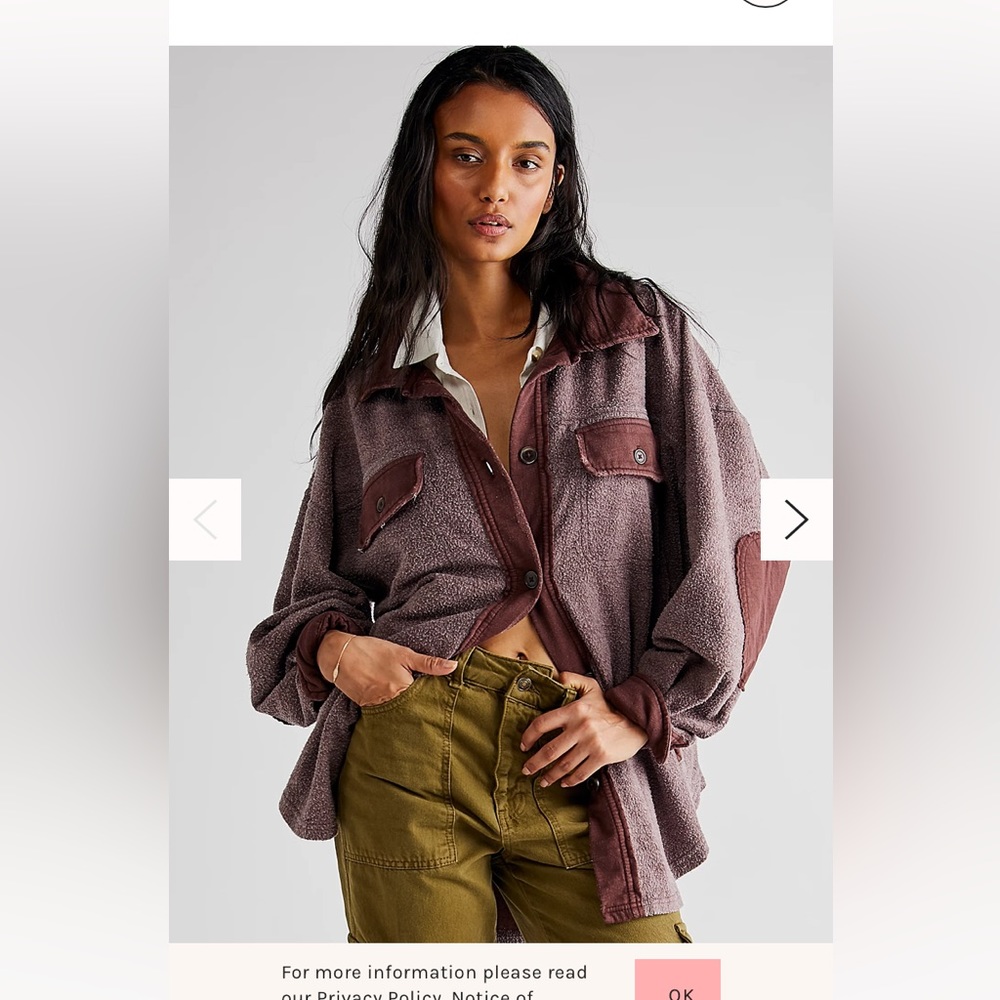 Free People ✨ Oversized Cozy Button Down w/ Elbow Patches and Pockets